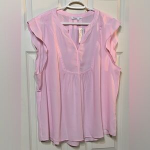 Light Pink Ruffle Sleeve Blouse
